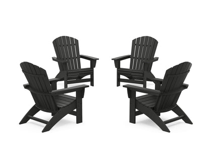 POLYWOOD® 4-Piece Nautical Grand Adirondack Chair Conversation Set in Black