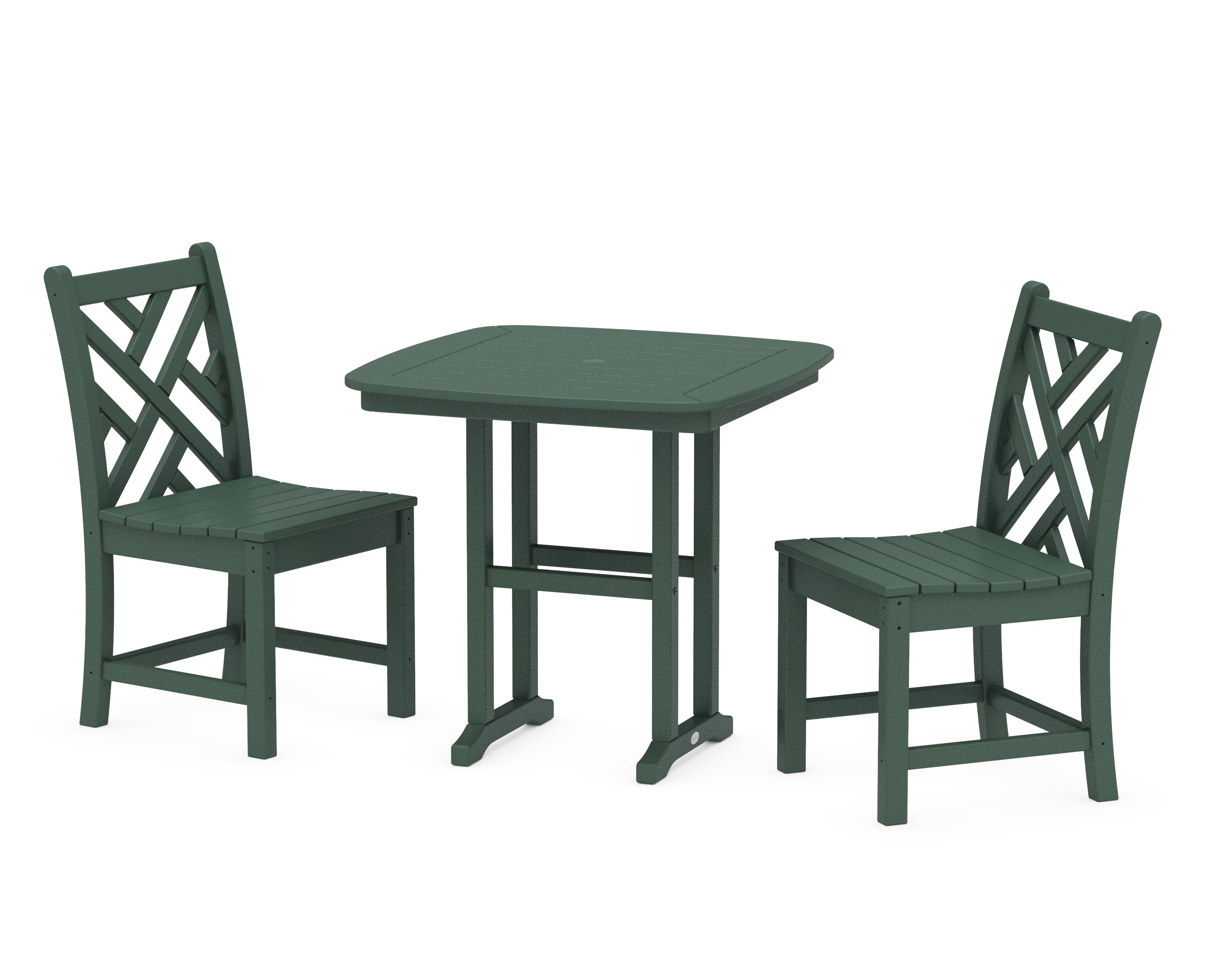 POLYWOOD® Chippendale Side Chair 3-Piece Dining Set in Green