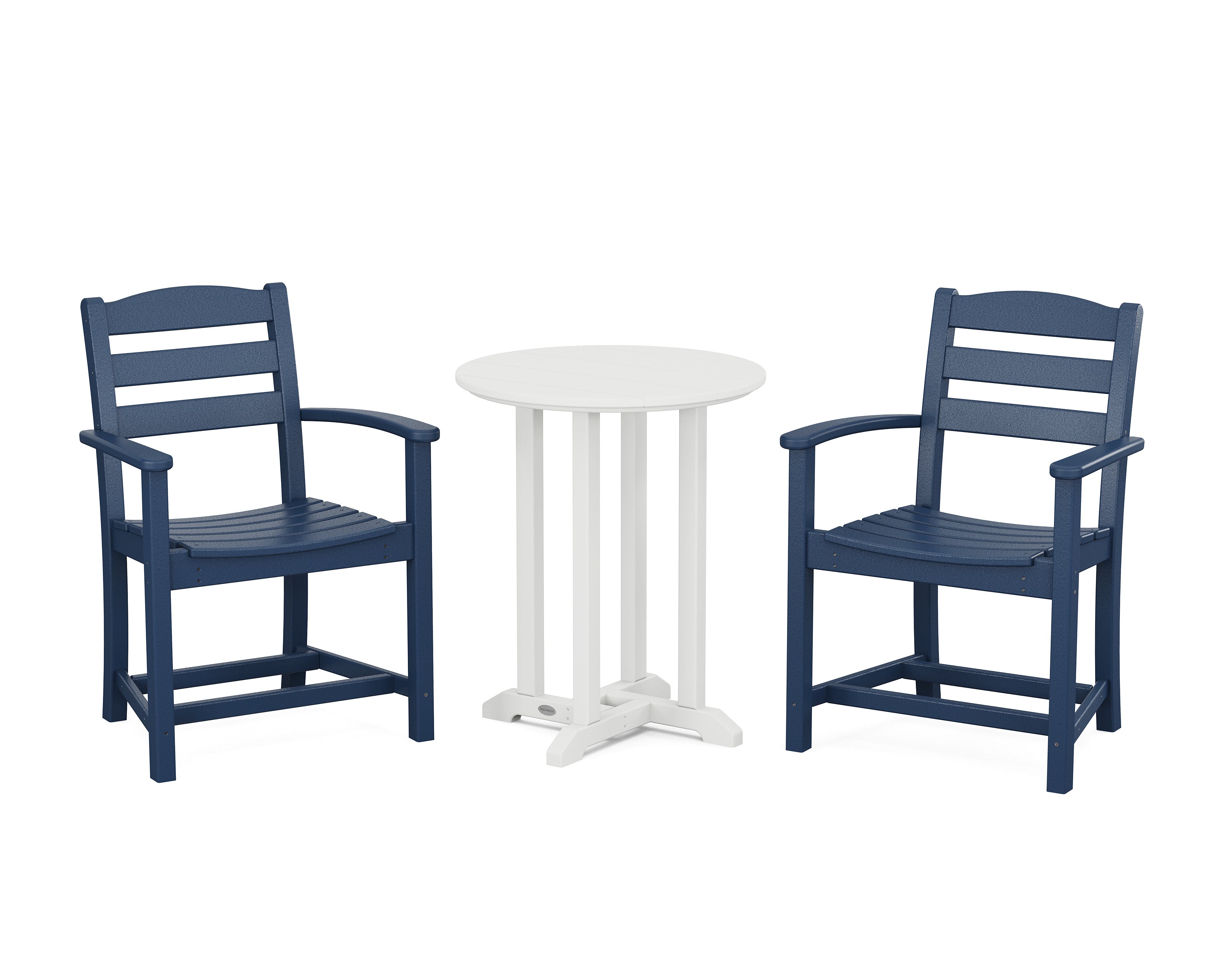 POLYWOOD® La Casa Café 3-Piece Round Bistro Dining Set in Navy / White