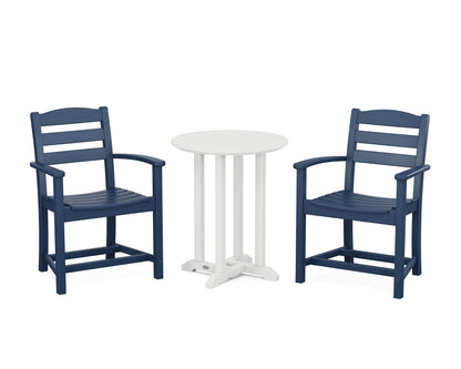POLYWOOD® La Casa Café 3-Piece Round Bistro Dining Set in Navy / White