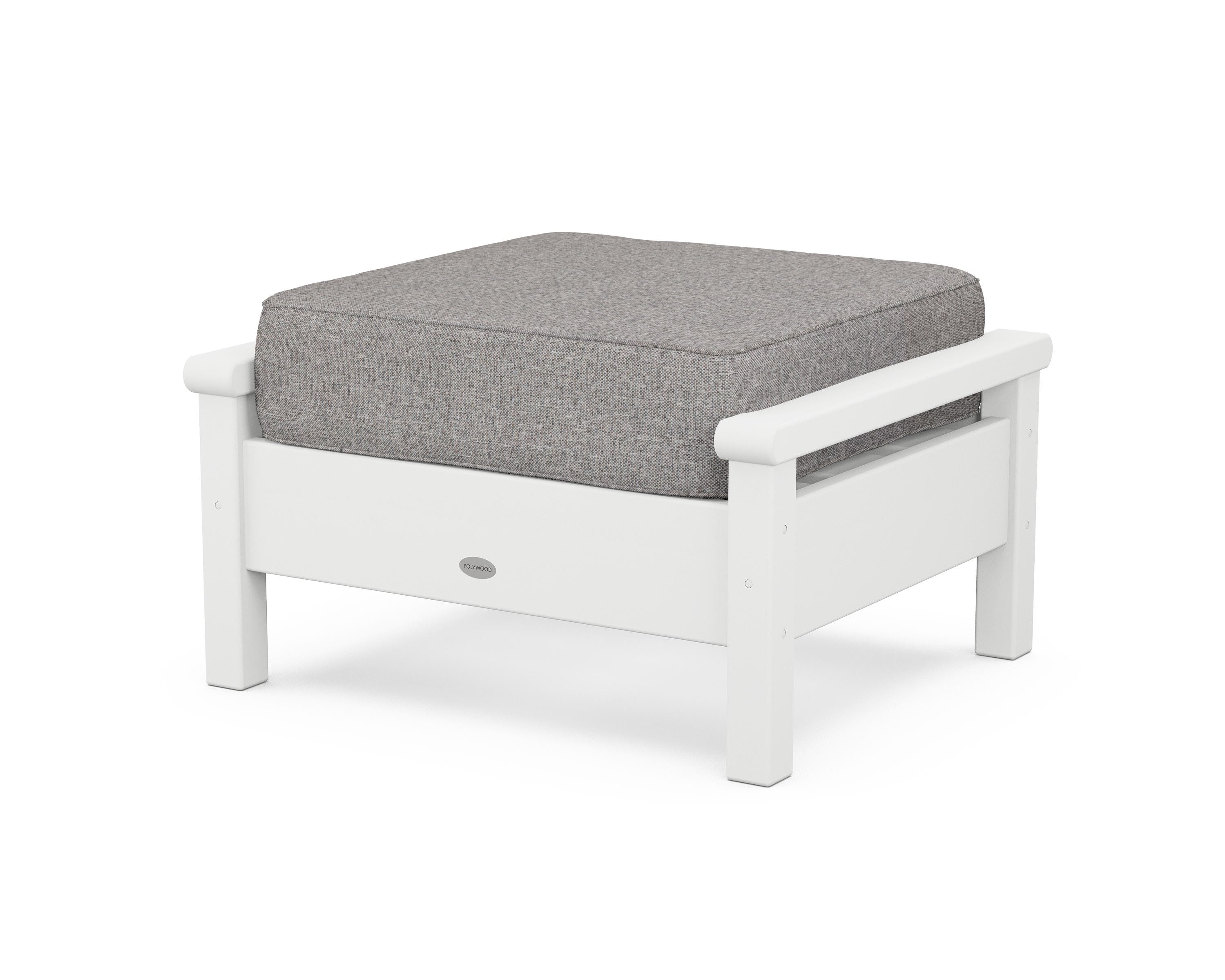 POLYWOOD® Harbour Deep Seating Ottoman in White / Grey Mist