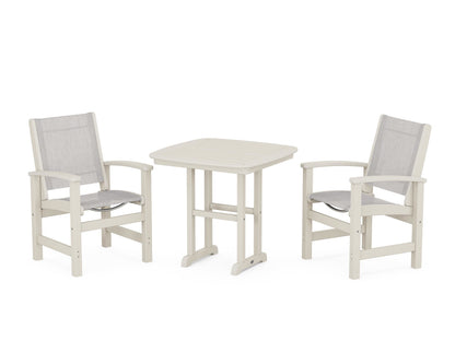 POLYWOOD® Coastal 3-Piece Dining Set in Sand / Parchment Sling