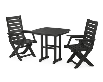 POLYWOOD® Captain Folding Chair 3-Piece Dining Set in Black