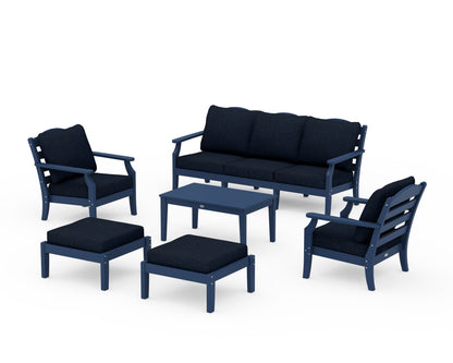 Draper James™ by  POLYWOOD® Savannah 6-Piece Lounge Sofa Set in Navy / Marine Indigo