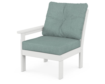 POLYWOOD® Vineyard Modular Left Arm Chair in White / Glacier Spa