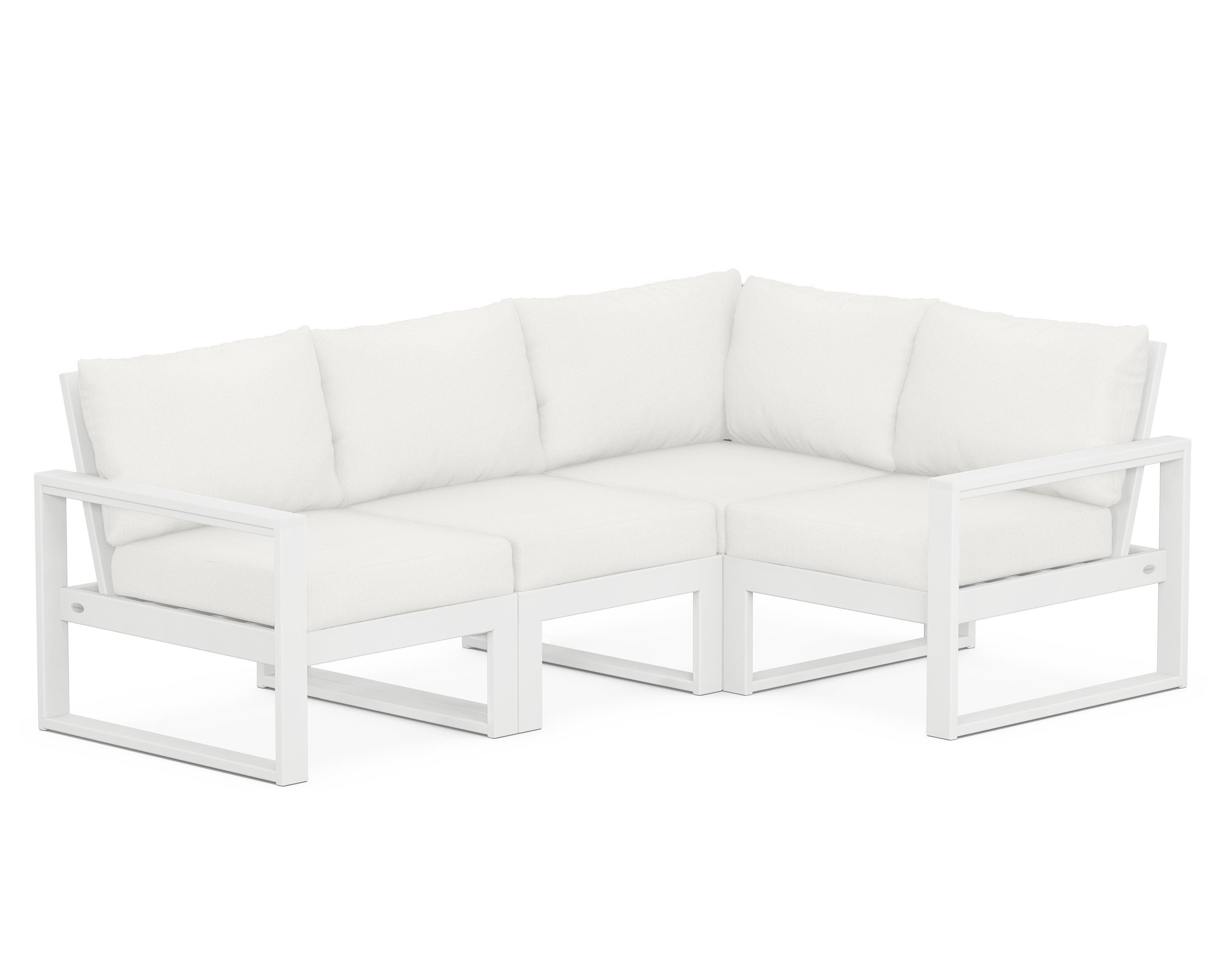 POLYWOOD® EDGE 4-Piece Modular Deep Seating Set in White / Natural Linen
