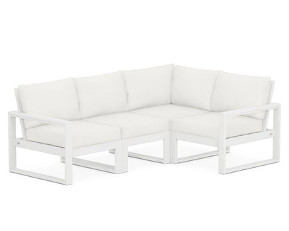 POLYWOOD® EDGE 4-Piece Modular Deep Seating Set in White / Natural Linen