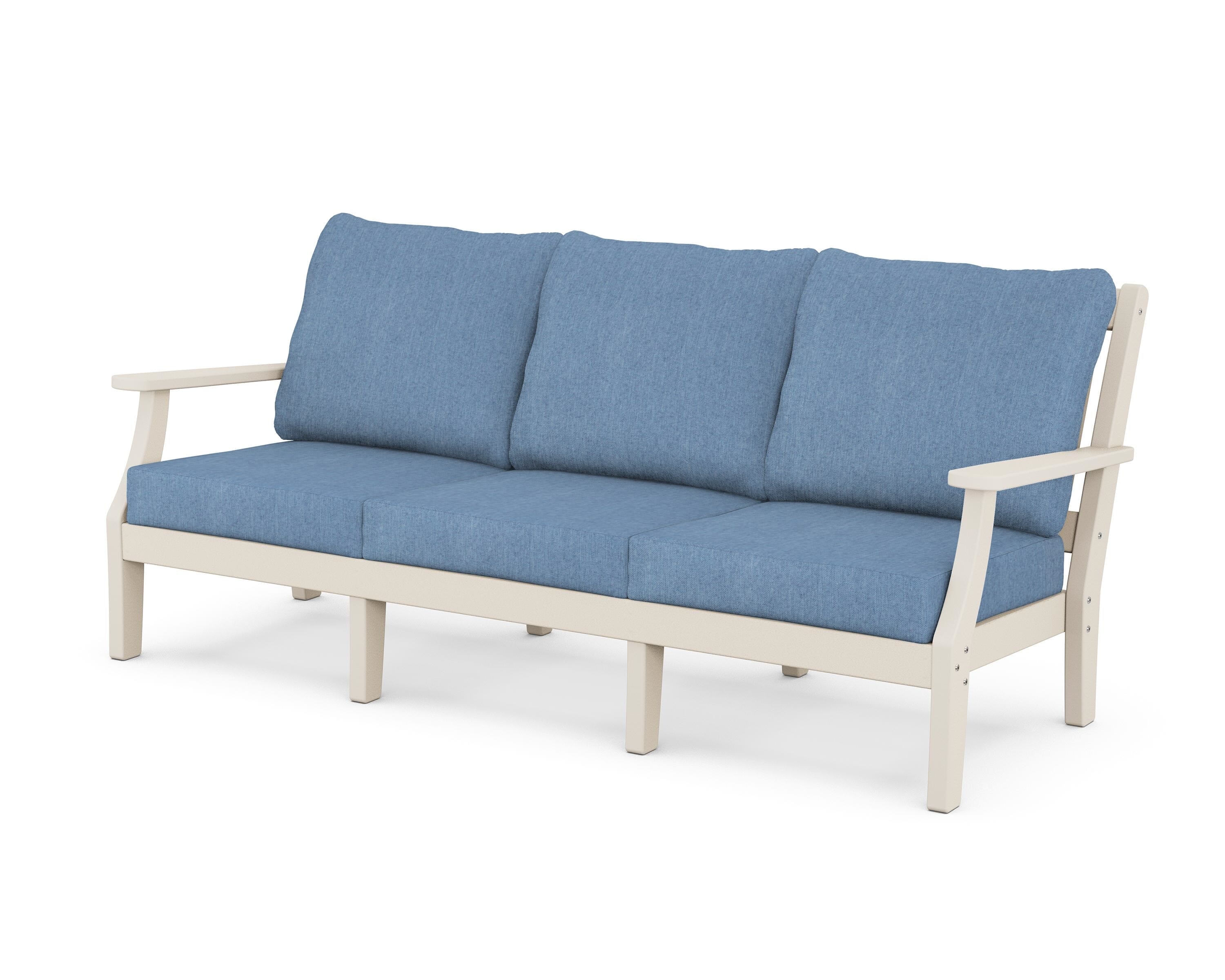 Martha Stewart by POLYWOOD® Chinoiserie Deep Seating Sofa in Sand / Sky Blue
