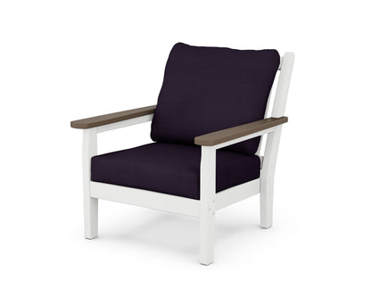 POLYWOOD® Chippendale Deep Seating Chair in White / Kona / Navy Linen