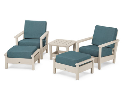POLYWOOD® Harbour 5-Piece Deep Seating Chair Set in Sand / Ocean Teal