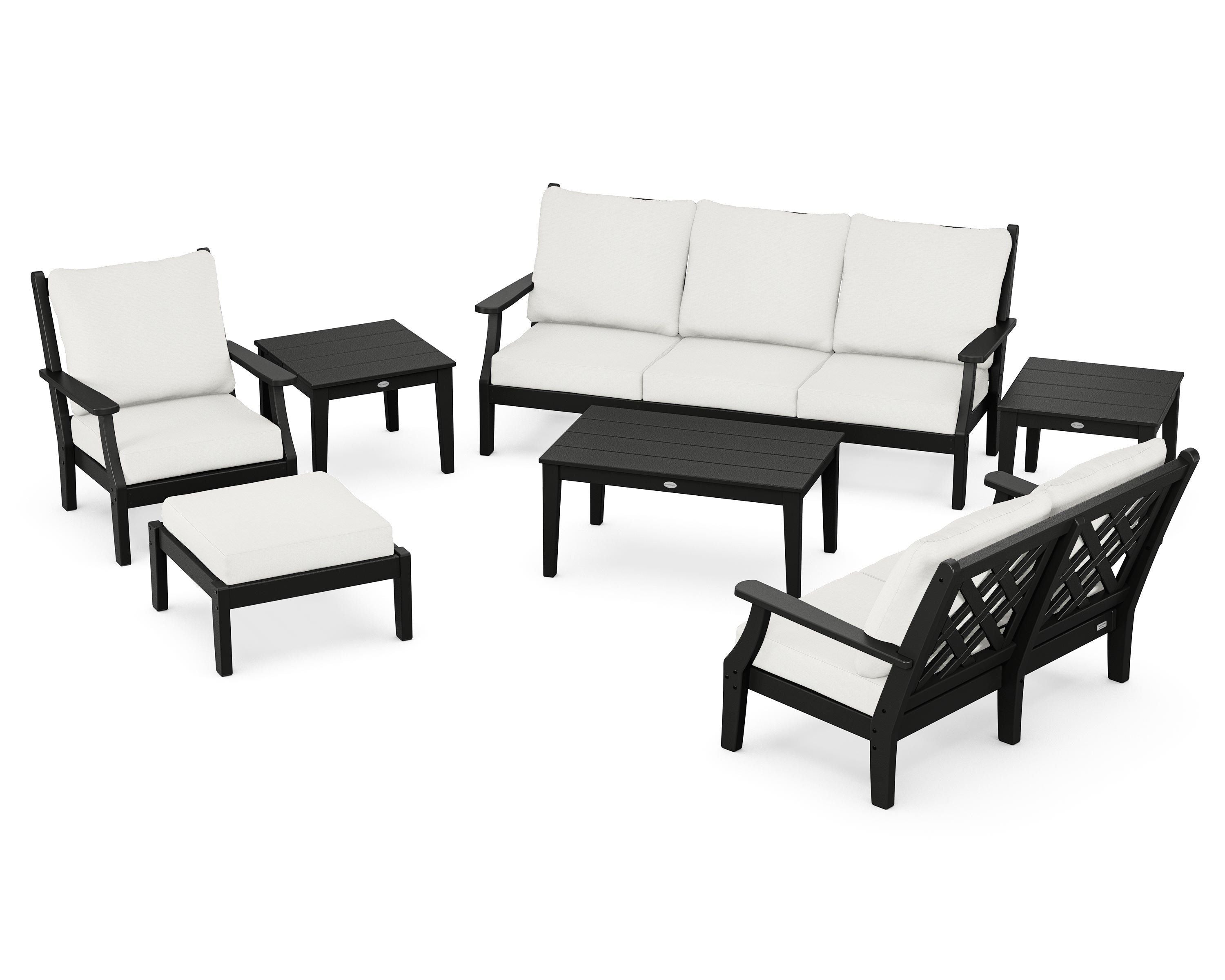 Country Living Wovendale 7-Piece Deep Seating Set in Black / Natural Linen