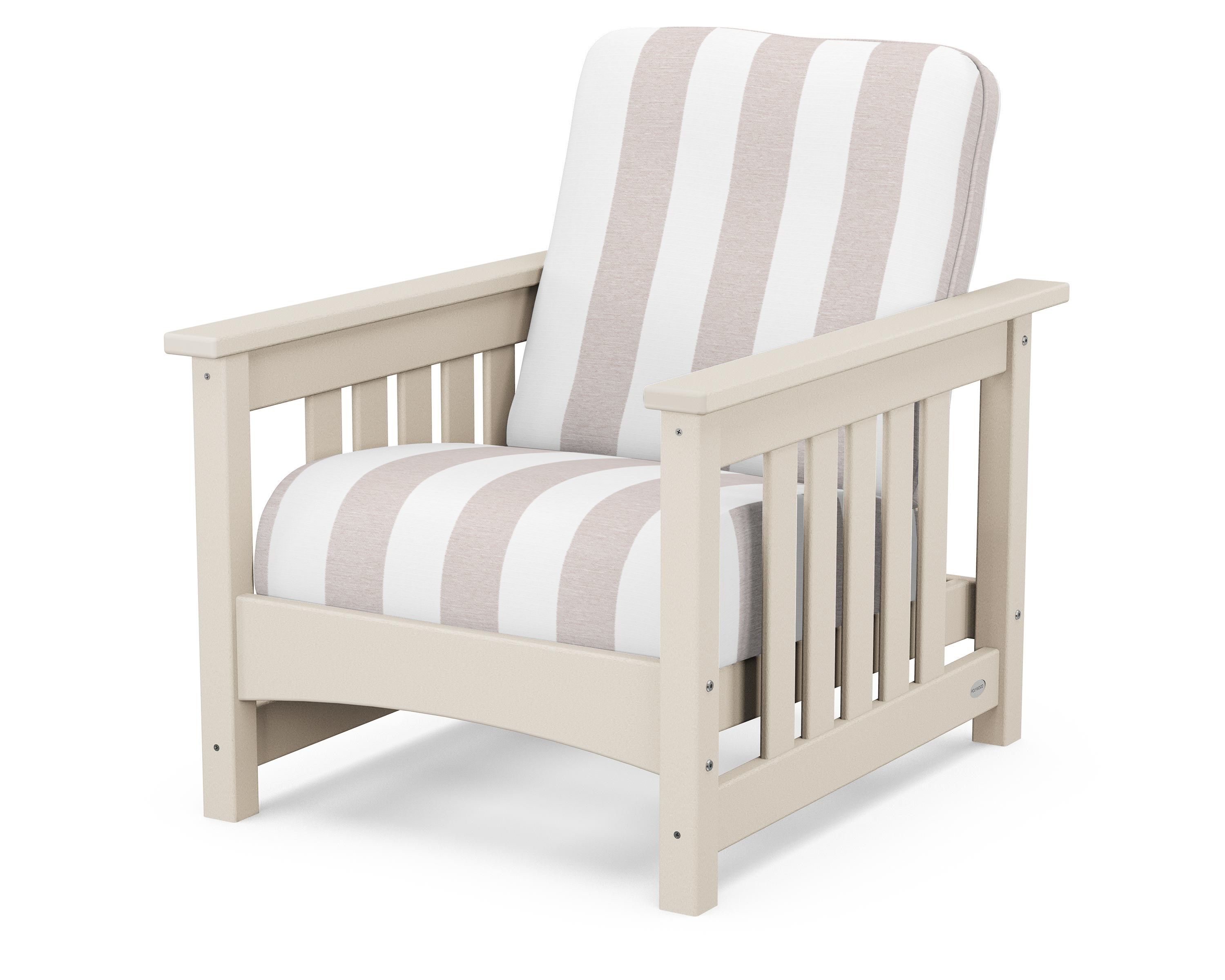 POLYWOOD® Club Mission Chair in Sand / Cabana Stripe Dune Burlap