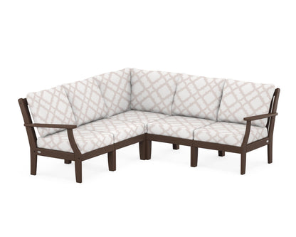 POLYWOOD® Braxton Modular 5-Piece Deep Seating Set in Mahogany / Trellis Dune Burlap