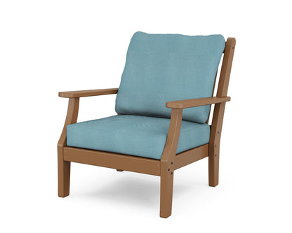 Country Living Wovendale Deep Seating Chair in Teak / Lattice Sky Blue
