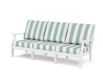 Country Living Wovendale Deep Seating Sofa in White / Cabana Stripe Glacier Spa