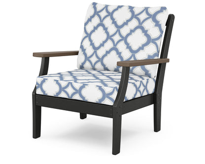 POLYWOOD® Braxton Deep Seating Chair in Black / Kona / Trellis Sky Blue
