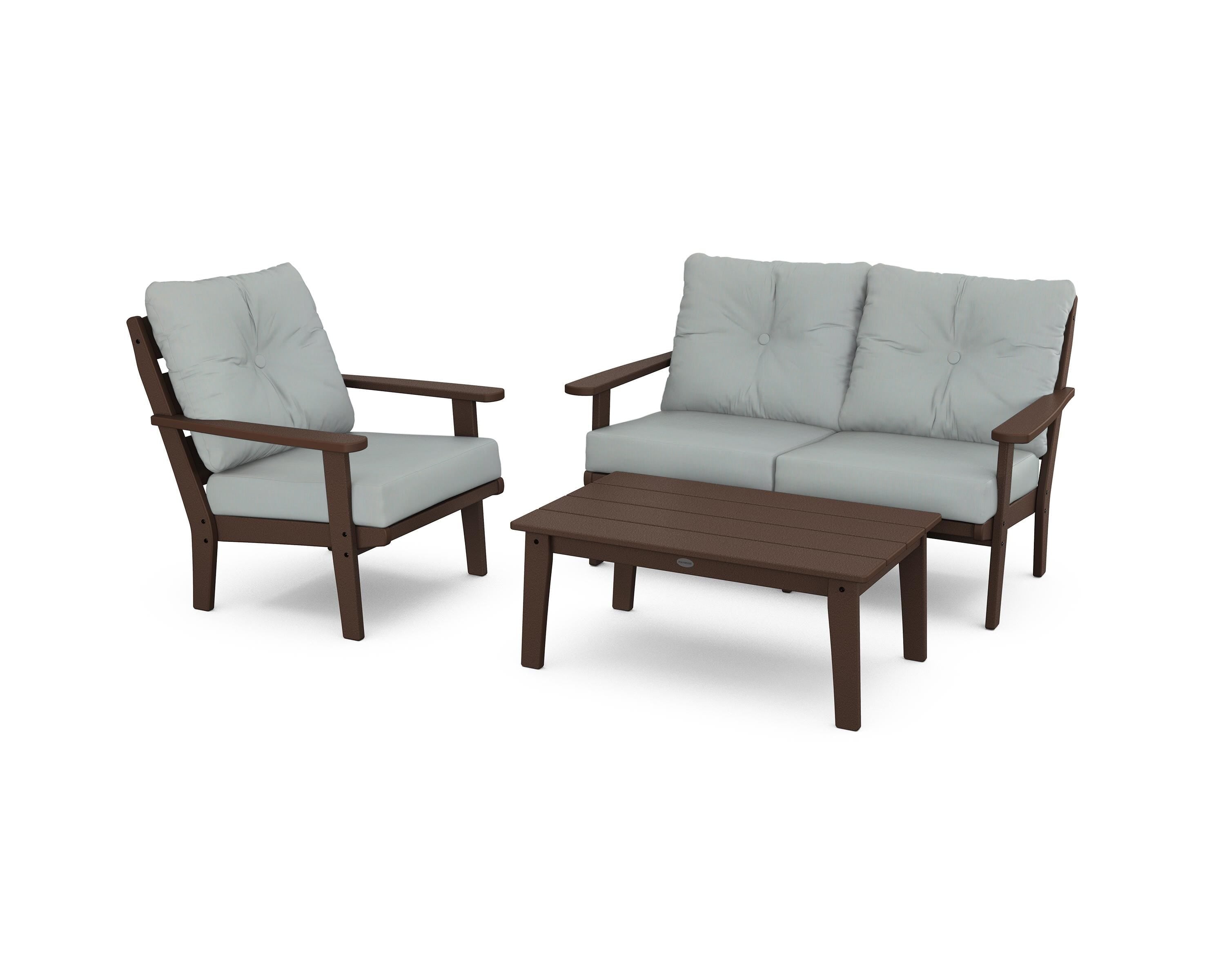 POLYWOOD® Lakeside 3-Piece Deep Seating Set in Mahogany / Spa