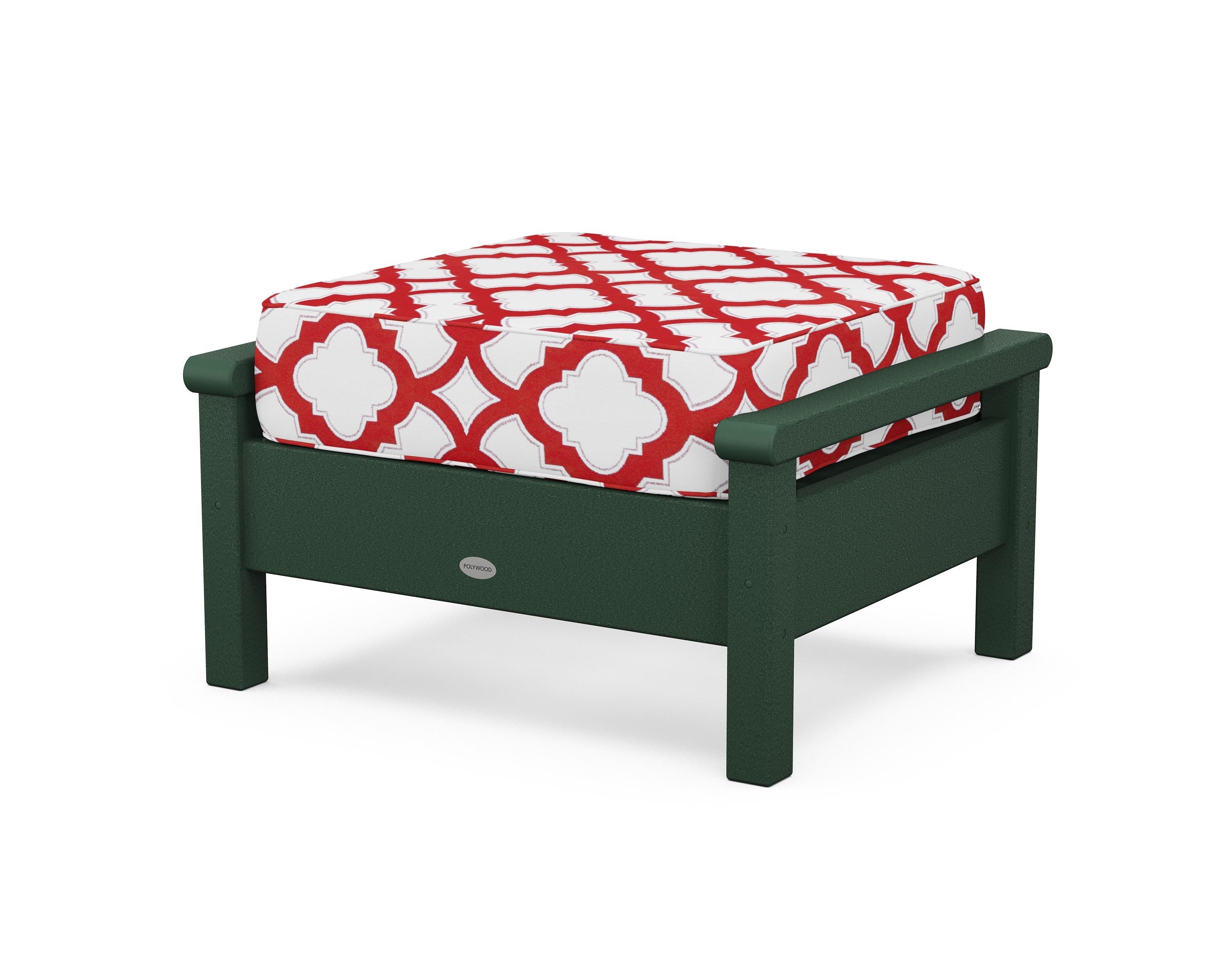 POLYWOOD® Harbour Deep Seating Ottoman in Green / Trellis Crimson