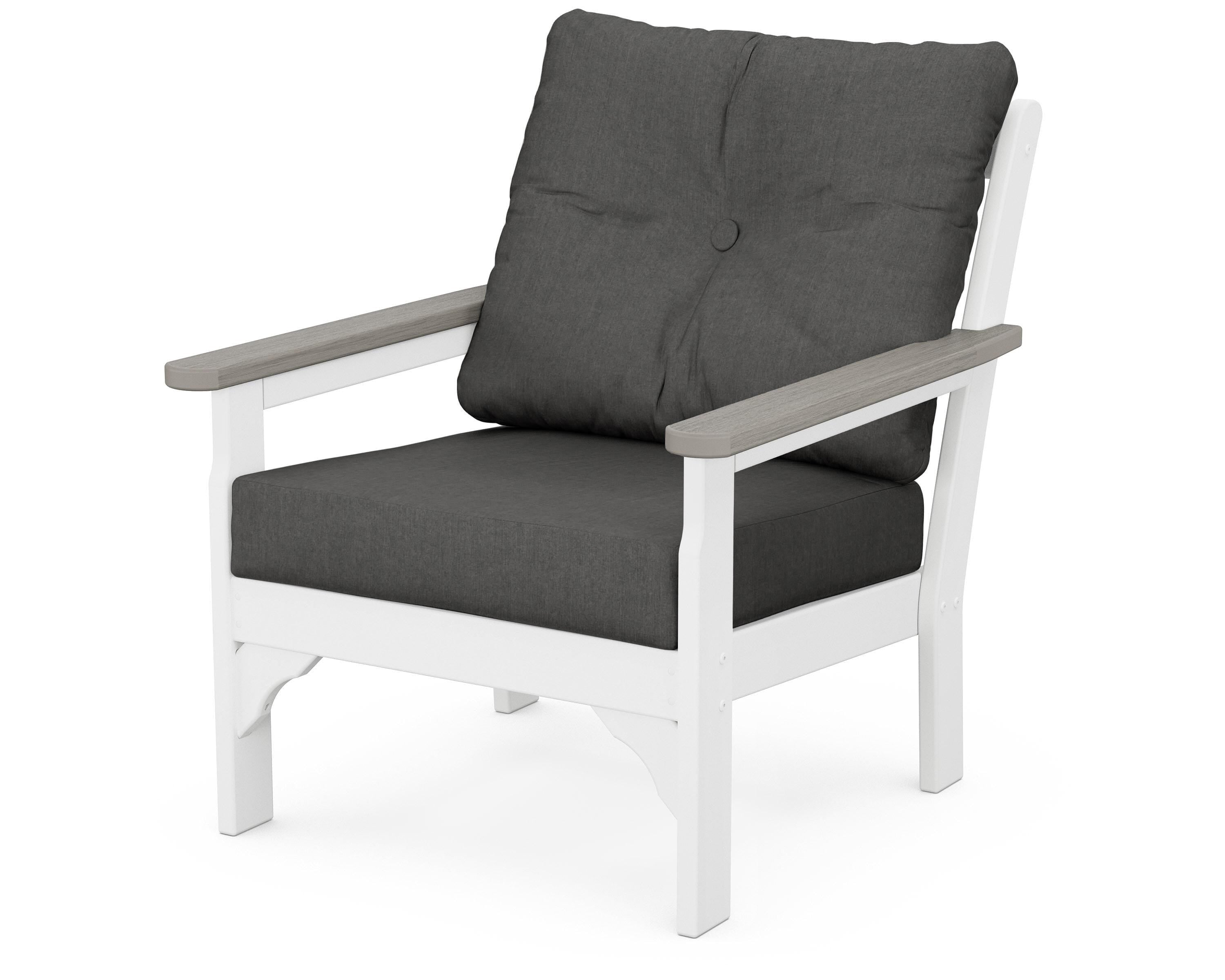 POLYWOOD® Vineyard Deep Seating Chair in White / Driftwood / Spectrum Carbon
