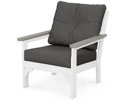 POLYWOOD® Vineyard Deep Seating Chair in White / Driftwood / Spectrum Carbon