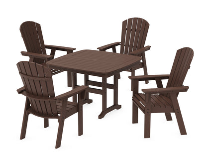POLYWOOD® Nautical Curveback Adirondack 5-Piece Dining Set in Mahogany