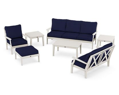 POLYWOOD® Braxton 7-Piece Deep Seating Set in Sand / Navy