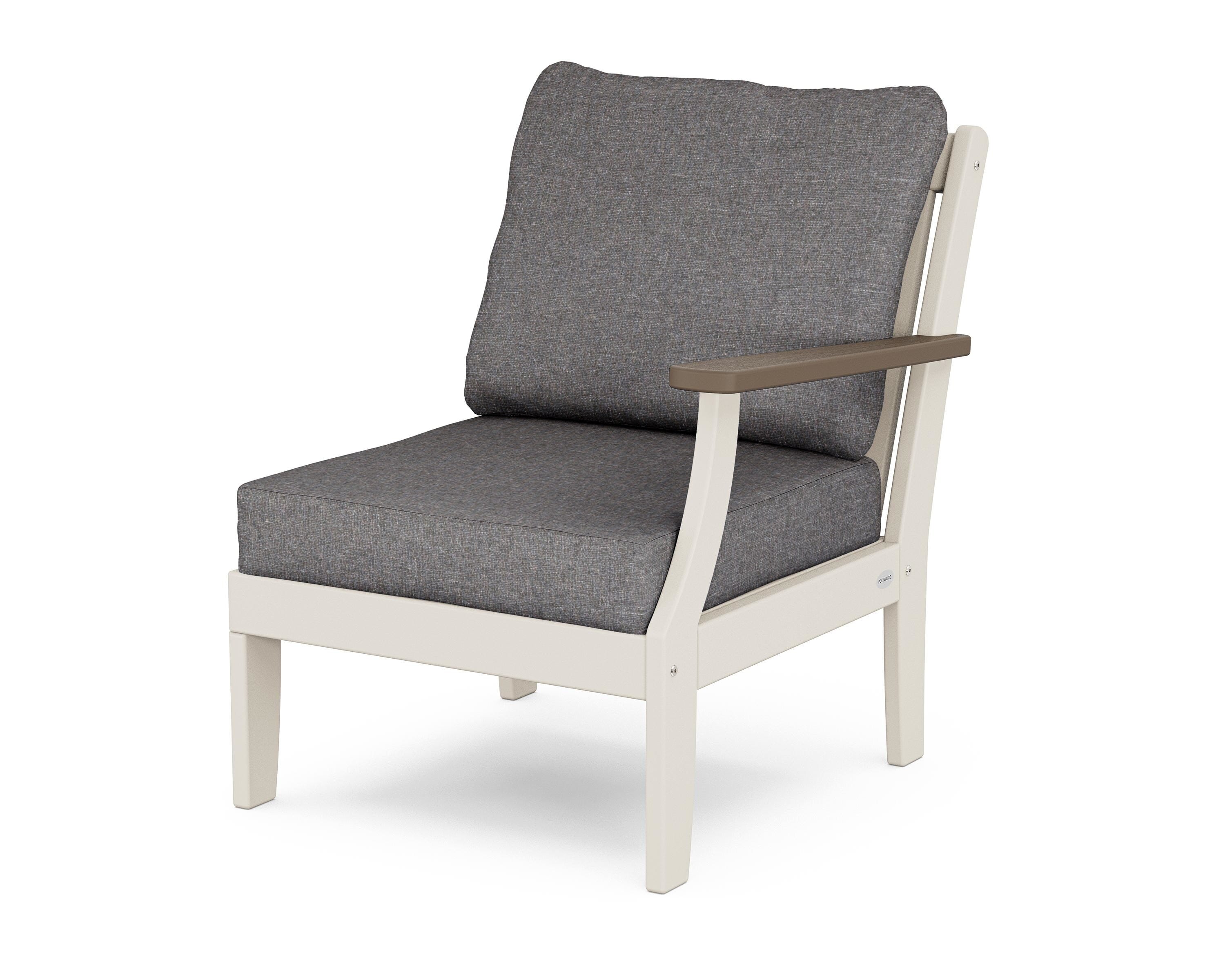 POLYWOOD® Braxton Modular Right Arm Chair in Sand / Kona / Ash Charcoal