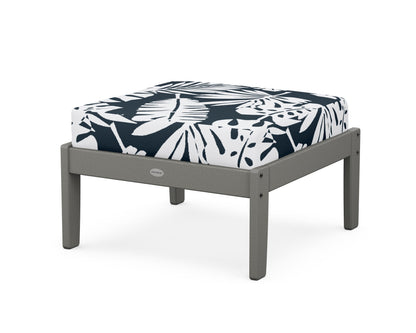 POLYWOOD® Braxton Deep Seating Ottoman in Slate Grey / Leaf Marine Indigo