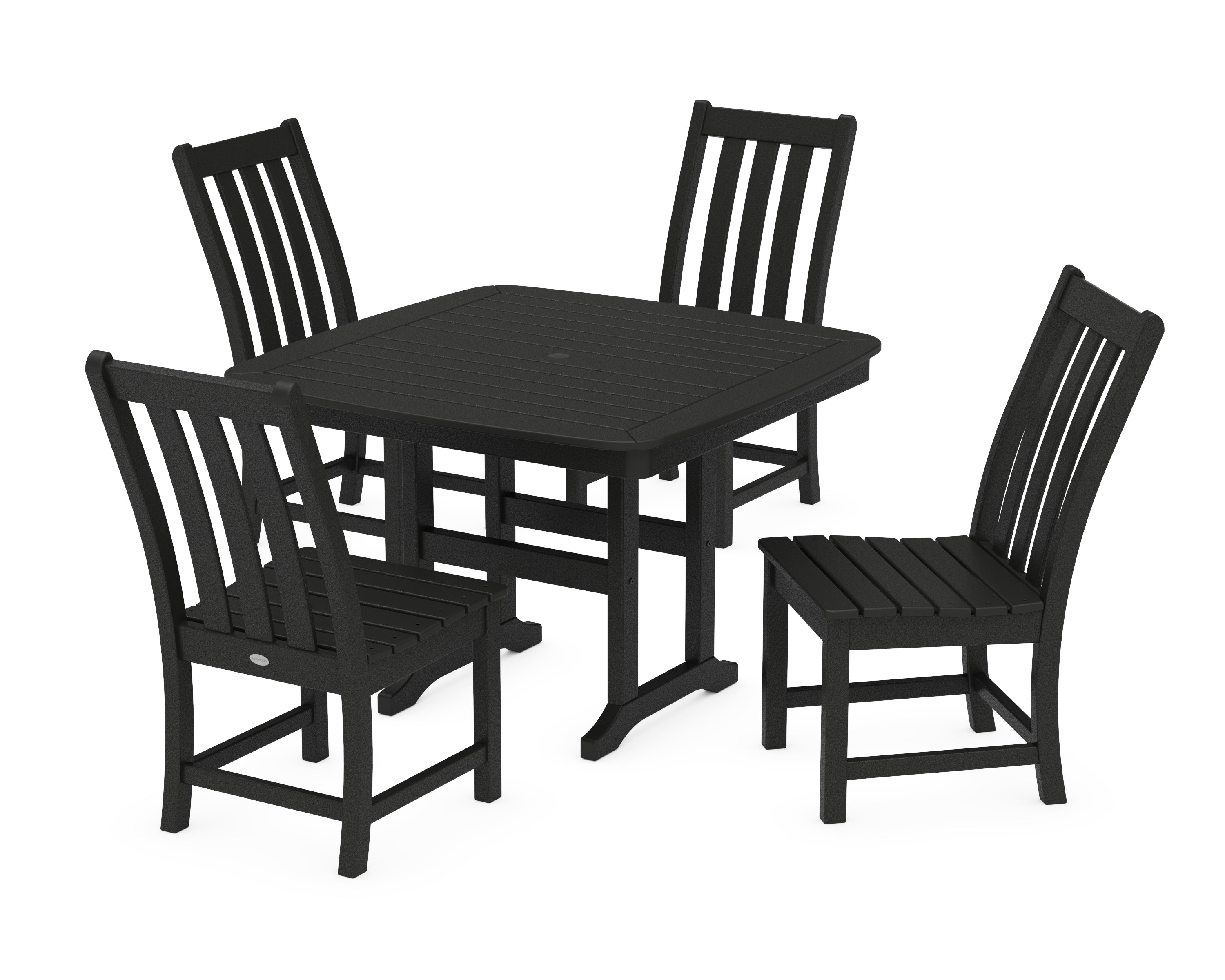 POLYWOOD® Vineyard Side Chair 5-Piece Dining Set with Trestle Legs in Black