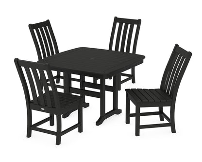 POLYWOOD® Vineyard Side Chair 5-Piece Dining Set with Trestle Legs in Black