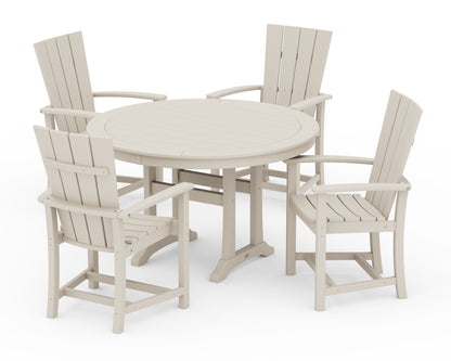 POLYWOOD® Quattro 5-Piece Round Dining Set with Trestle Legs in Sand