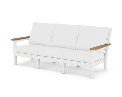 POLYWOOD® Chippendale Deep Seating Sofa in White / Natural / Natural