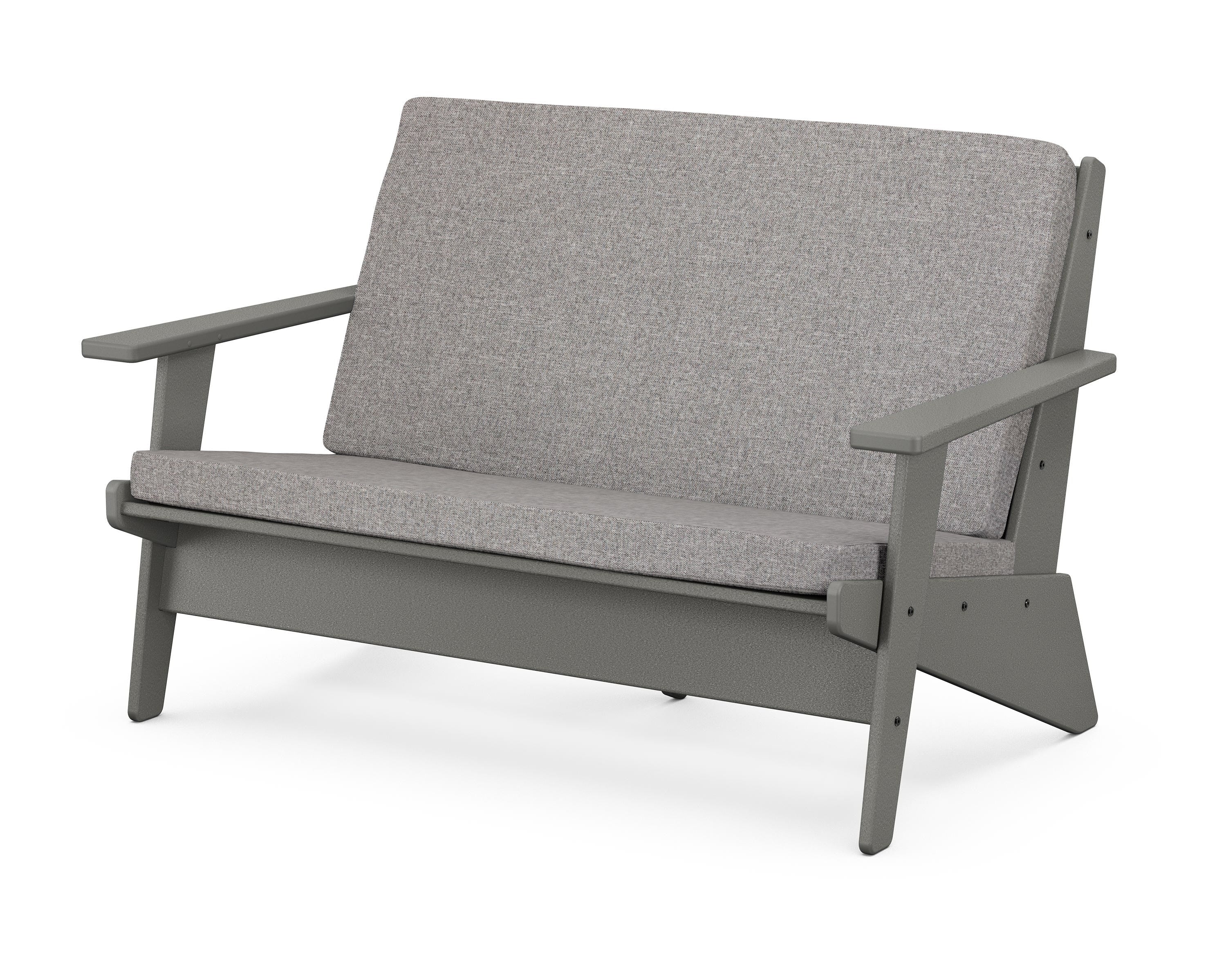 POLYWOOD® Riviera Modern Lounge Loveseat in Slate Grey / Grey Mist