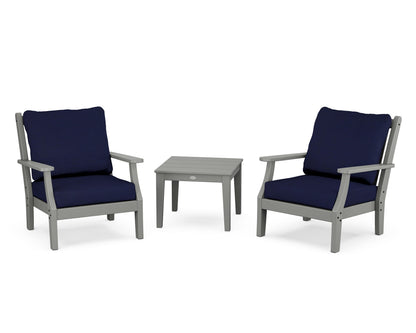 Country Living Wovendale 3-Piece Deep Seating Set in Slate Grey / Navy