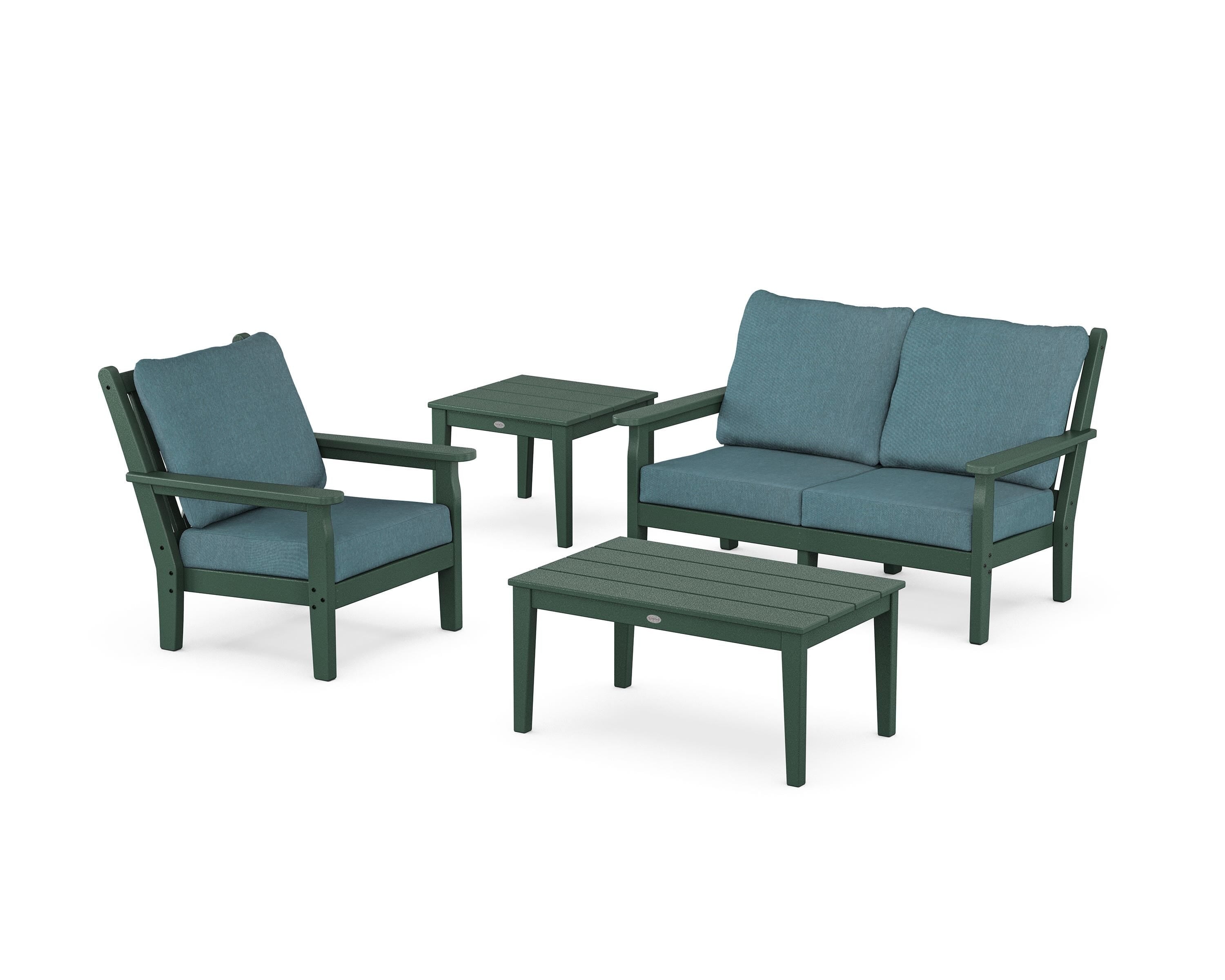 POLYWOOD® Chippendale 4-Piece Deep Seating Set in Green / Ocean Teal
