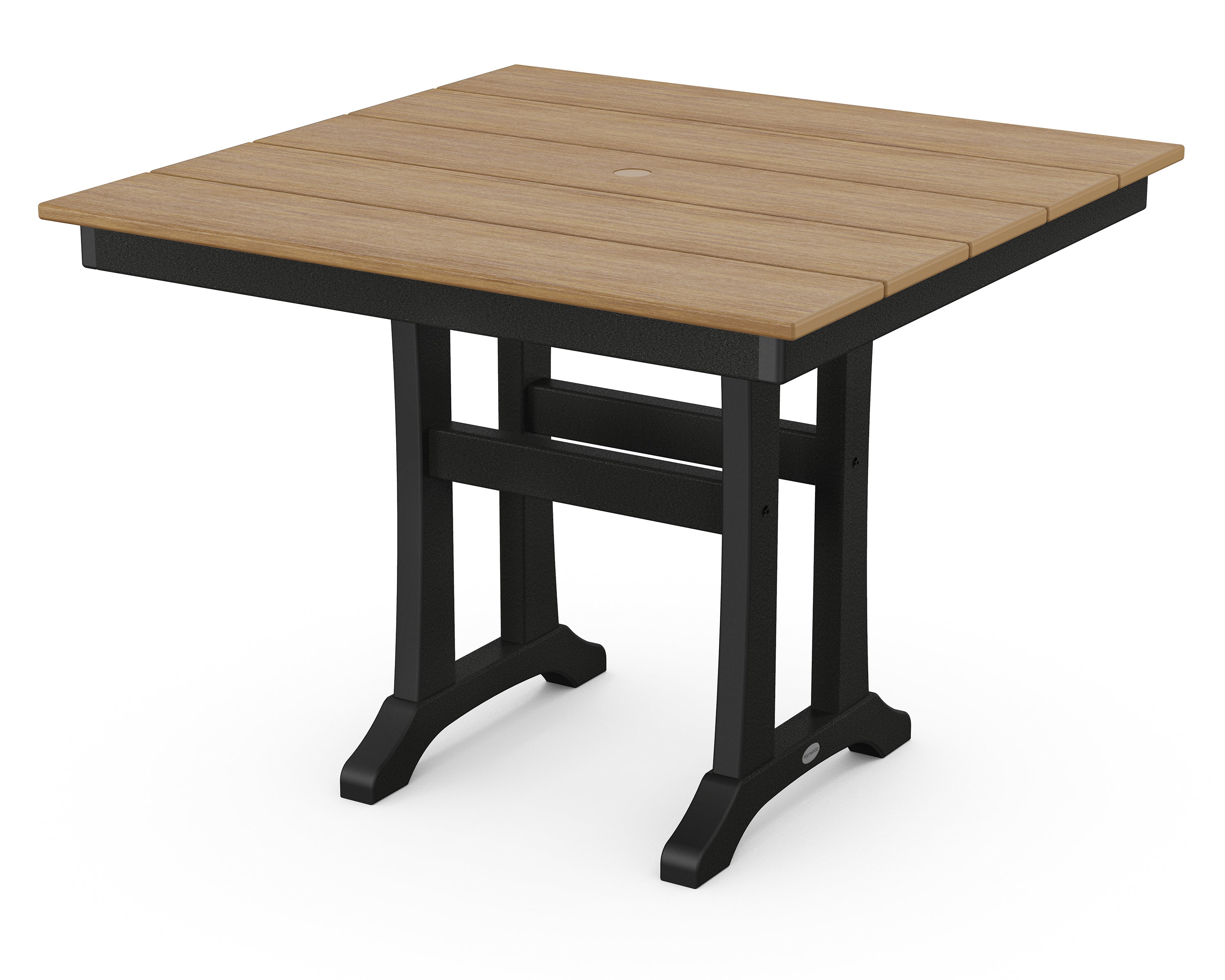 POLYWOOD® Farmhouse Trestle 37" Dining Table in Black / Natural