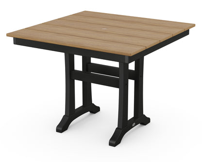 POLYWOOD® Farmhouse Trestle 37" Dining Table in Black / Natural