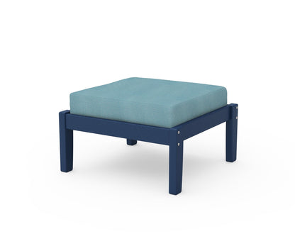 Unbranded Deep Seating Ottoman in Navy / Lattice Sky Blue