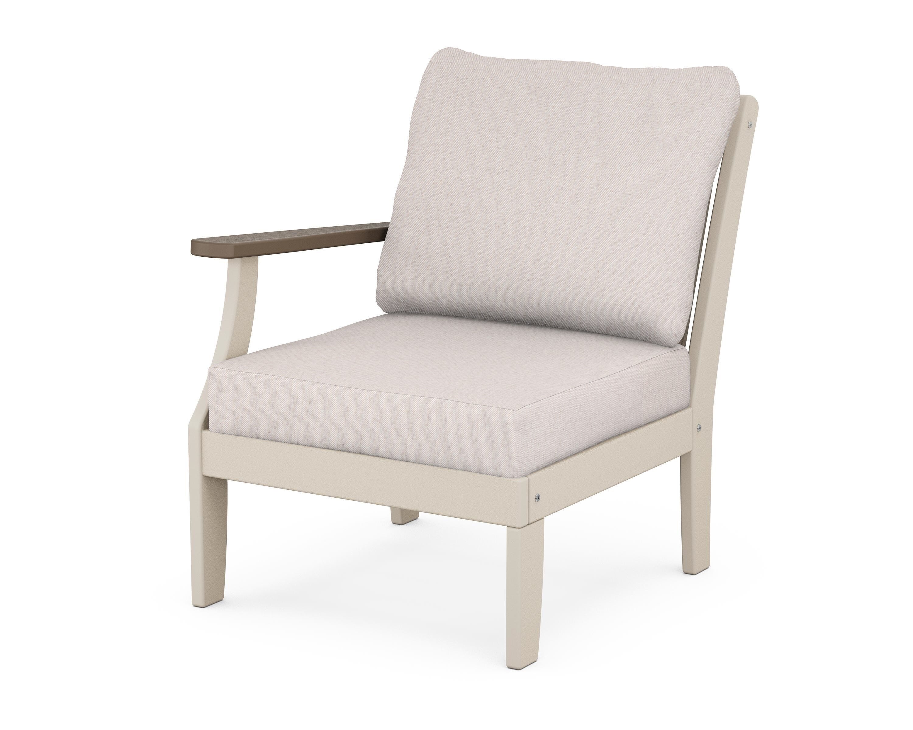 POLYWOOD® Braxton Modular Left Arm Chair in Sand / Kona / Dune Burlap
