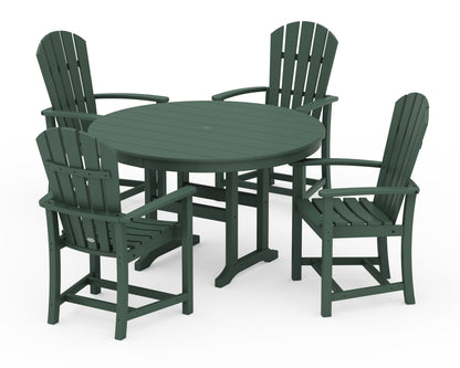 POLYWOOD® Palm Coast 5-Piece Round Farmhouse Dining Set in Green