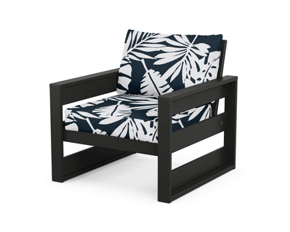 POLYWOOD® Westport Club Chair in Black / Leaf Marine Indigo