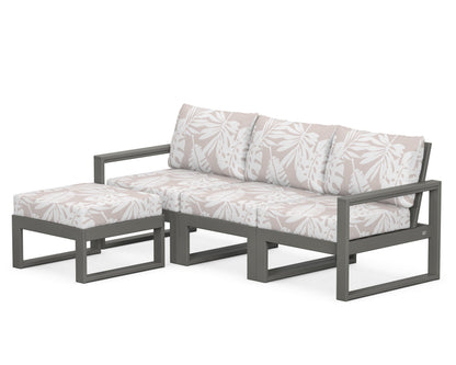 POLYWOOD® EDGE 4-Piece Modular Deep Seating Set with Ottoman in Slate Grey / Leaf Dune Burlap