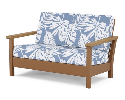 POLYWOOD® Harbour Deep Seating Loveseat in Teak / Natural / Leaf Sky Blue