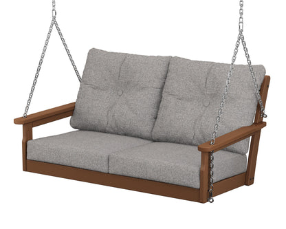 POLYWOOD® Vineyard Deep Seating Swing in Teak / Grey Mist