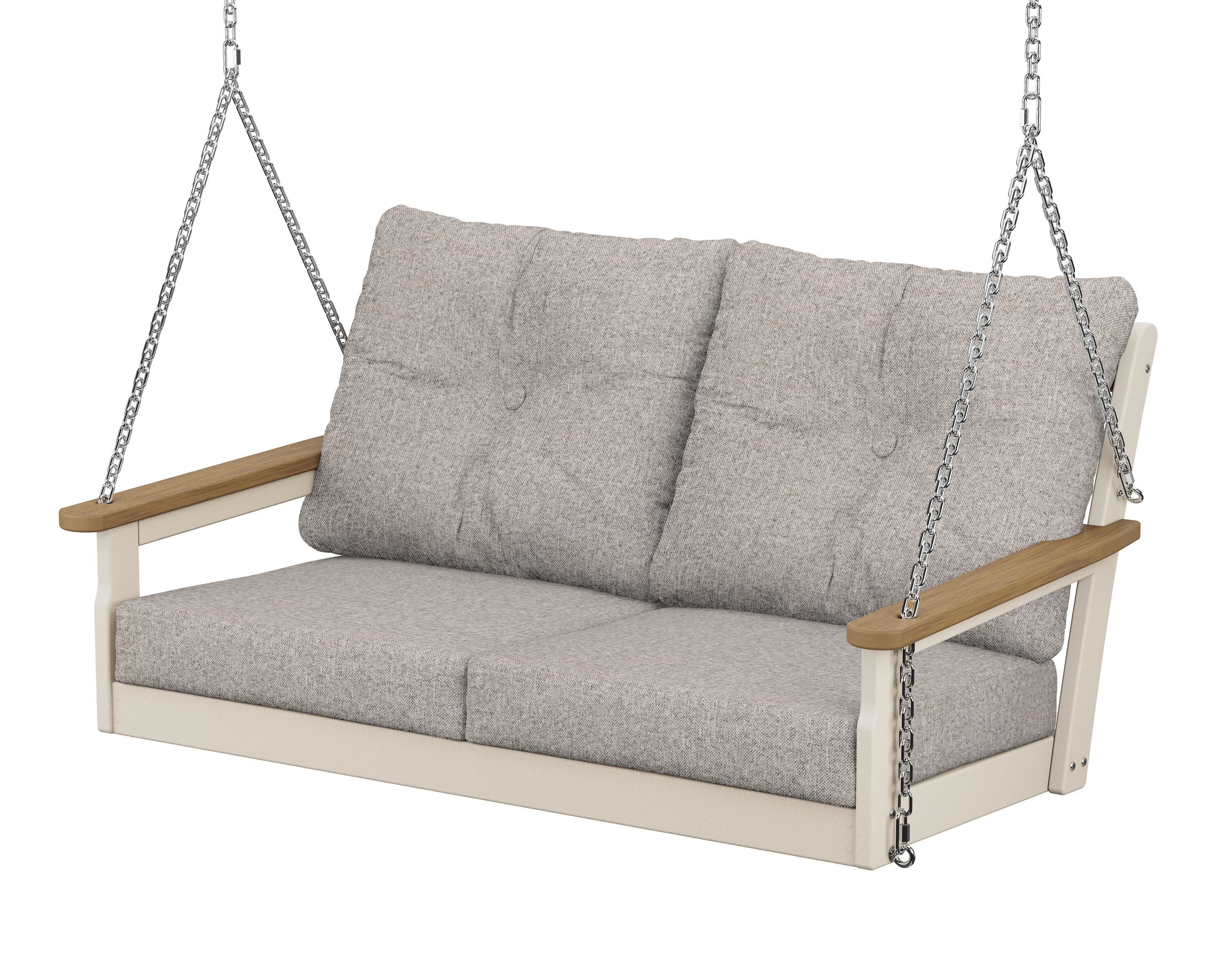 POLYWOOD® Vineyard Deep Seating Swing in Sand / Natural / Weathered Tweed