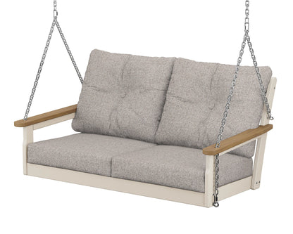 POLYWOOD® Vineyard Deep Seating Swing in Sand / Natural / Weathered Tweed
