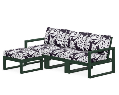 POLYWOOD® EDGE 4-Piece Modular Deep Seating Set with Ottoman in Green / Leaf Navy