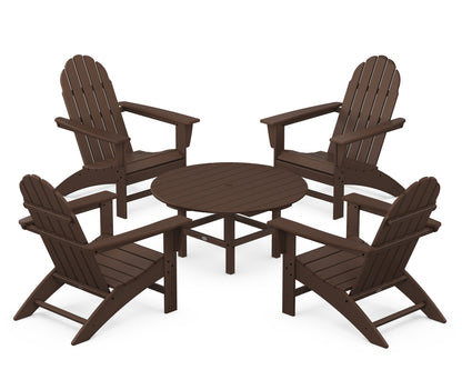 POLYWOOD® Vineyard 5-Piece Adirondack Chair Conversation Set in Mahogany