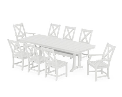 POLYWOOD® Braxton 9-Piece Dining Set with Trestle Legs in White