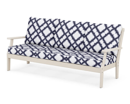POLYWOOD® Braxton Deep Seating Sofa in Sand / Trellis Navy